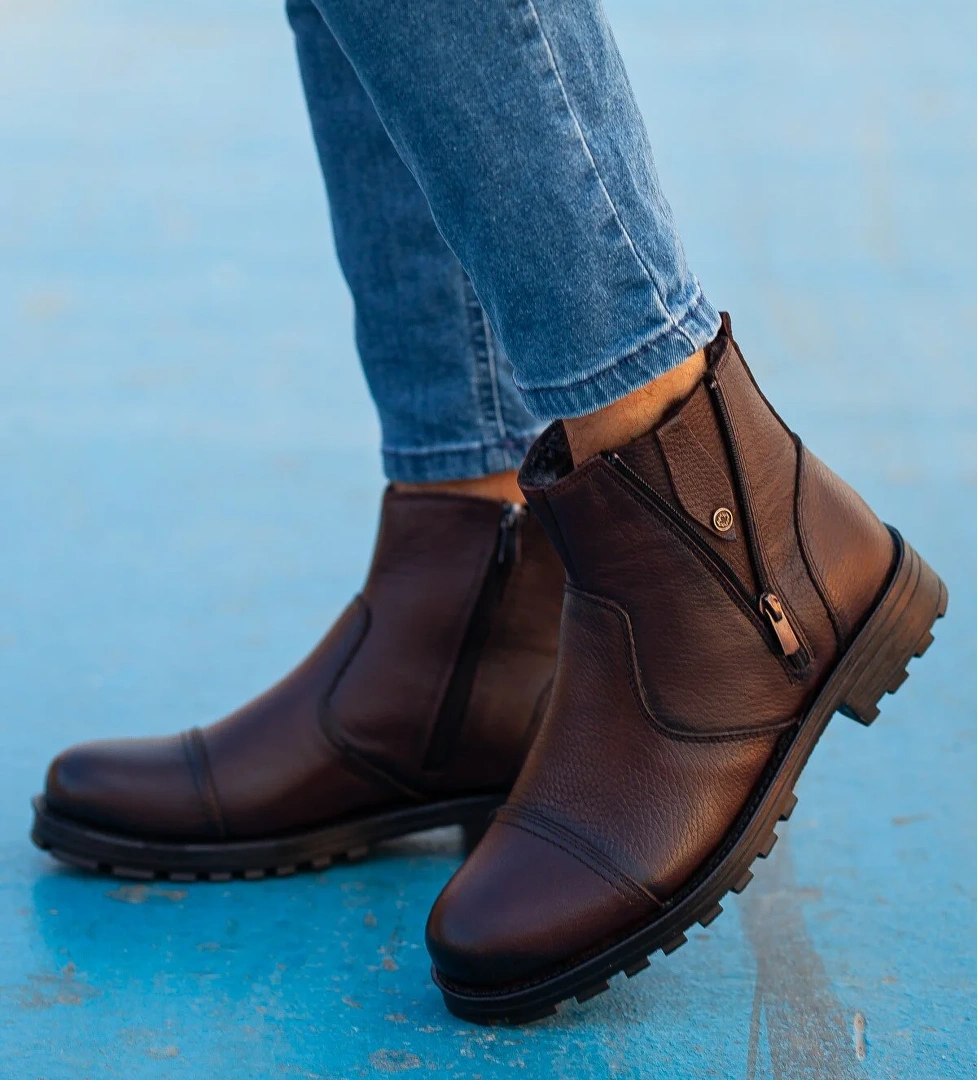 Daxtors Daxtors D400Taban Dahil Komple Kürklü Hakiki Deri Erkek Bot_Kahverengi | Flo Kahverengi - 1. görsel