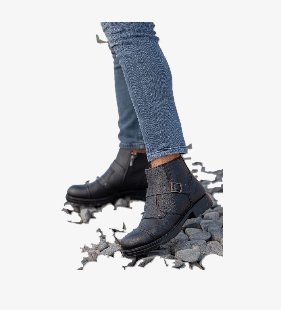 D804 GÜNLÜK KÜRKLÜ SOĞUK GEÇİRMEZ ERKEK BOT_Siyah