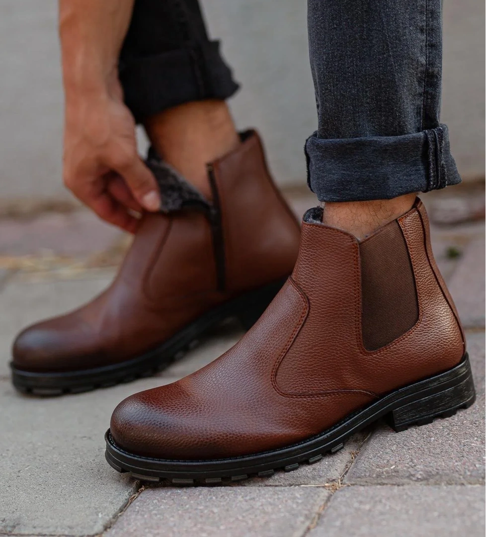 Muggo M104 Su&amp;soğuk Geçirmez Kürklü Garantili Sağlam Kışlık Fermuarlı Kauçuk Taban Bot model görseli