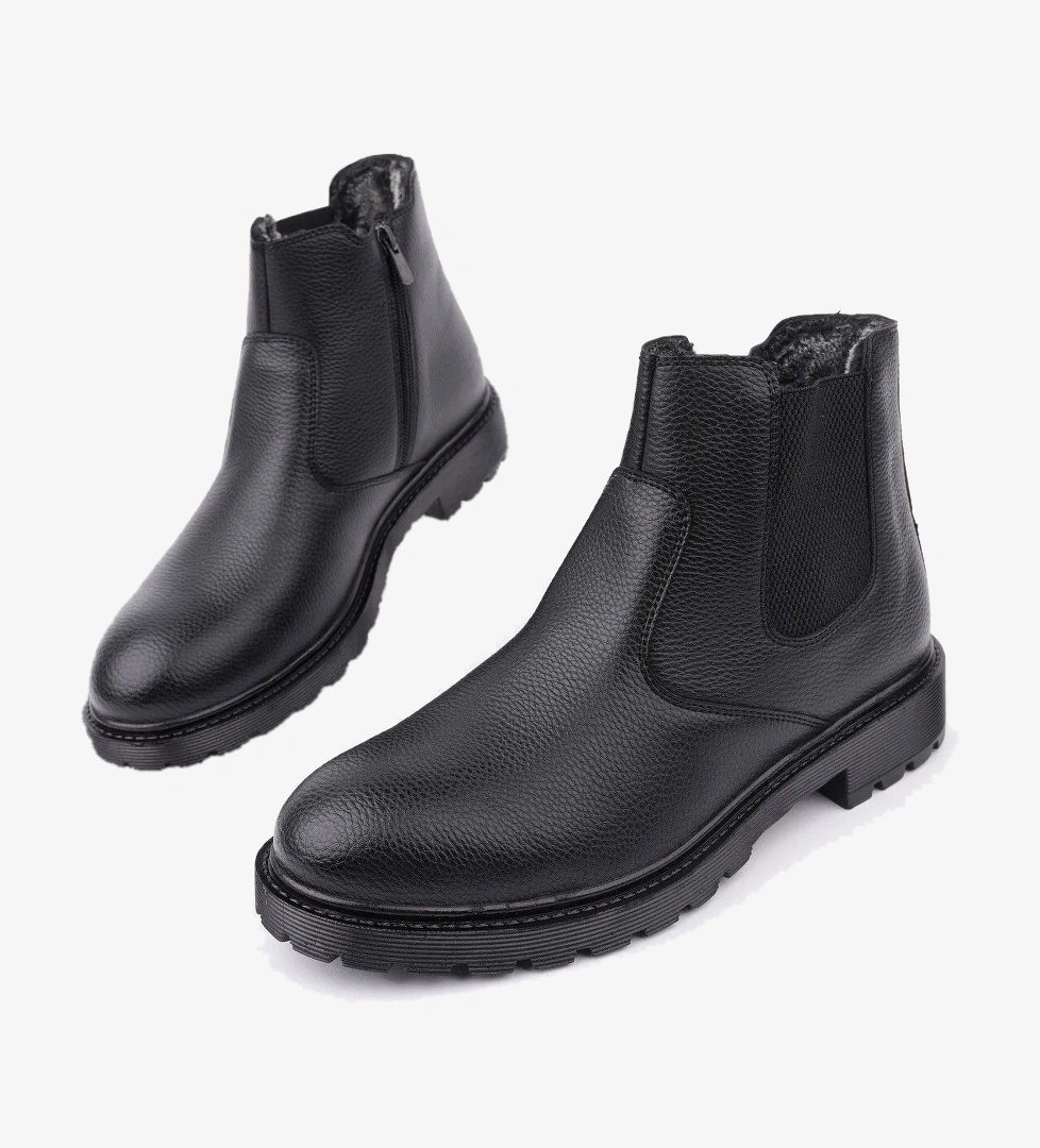 M104 Su&amp;soğuk Geçirmez Kürklü Garantili Sağlam Kışlık Fermuarlı Kauçuk Taban Bot - Görsel 1