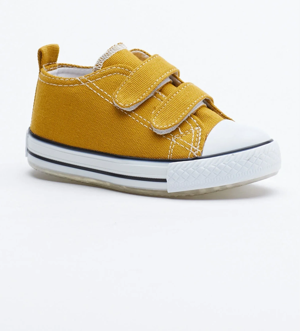 Çocuk Unisex Hardal Rahat Kalıp Işıklı Cırtlı Spor Ayakkabı