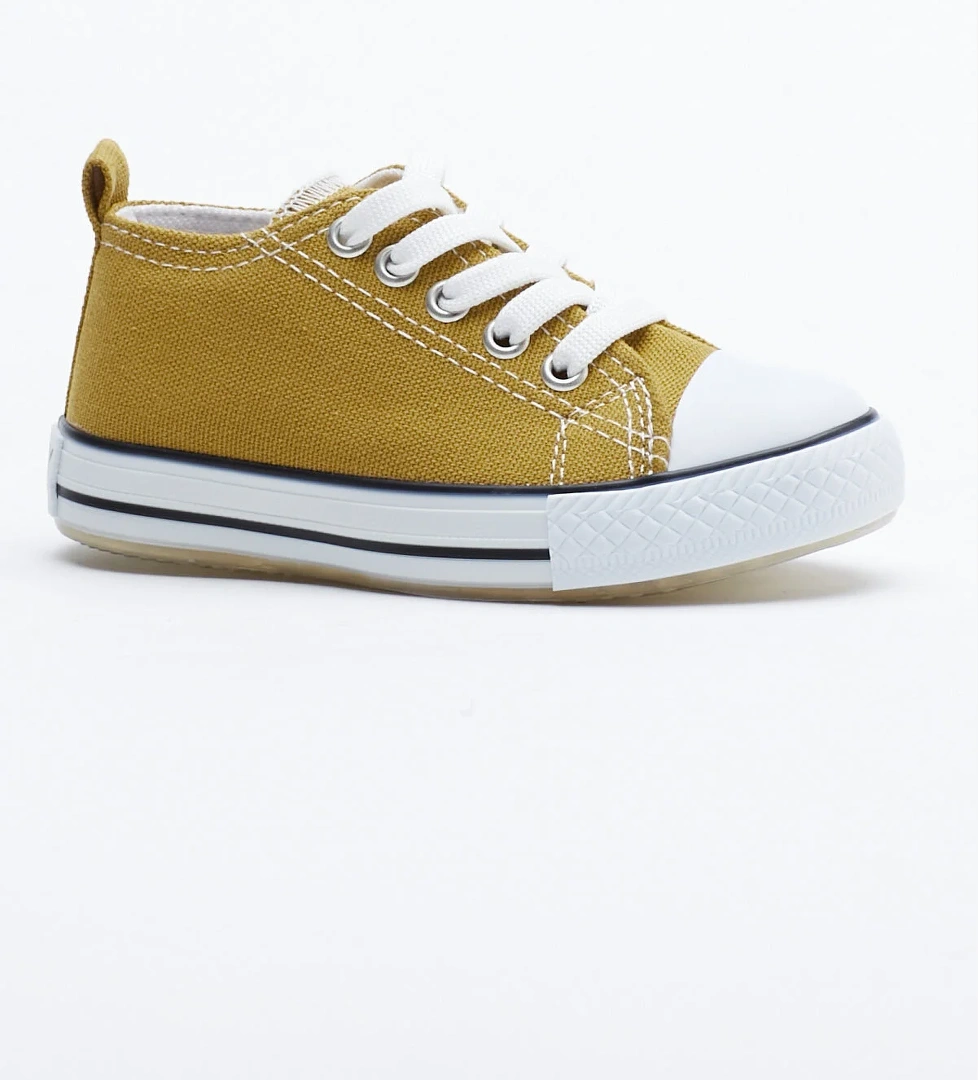 Çocuk Unisex Hardal Rahat Kalıp Işıklı Bağcıklı Spor Ayakkabı