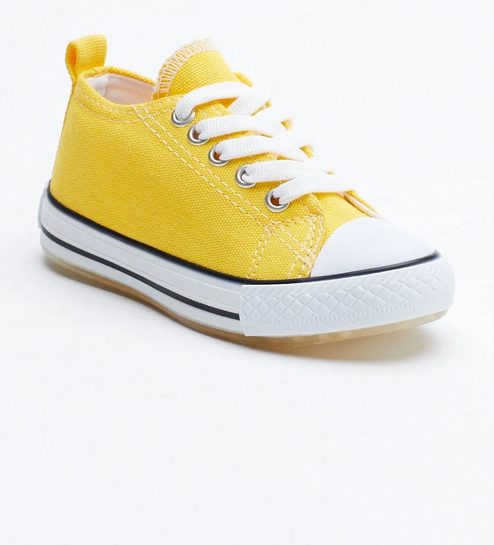 Çocuk Unisex Sarı Rahat Kalıp Işıklı Bağcıklı Spor Ayakkabı