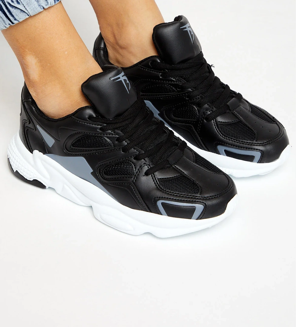 Unisex Siyah Beyaz Spor Ayakkabı Tb252