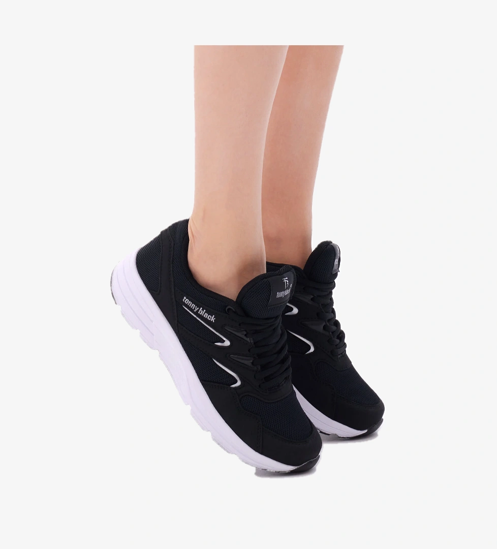 Unisex Siyah Beyaz Spor Ayakkabı 772-0