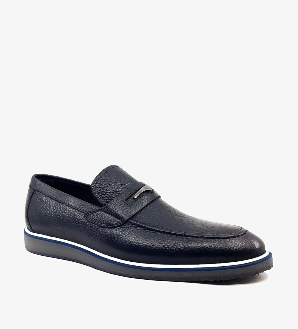 3392 Flother Lacivert Deri Erkek Ayakkabısı - Görsel 1