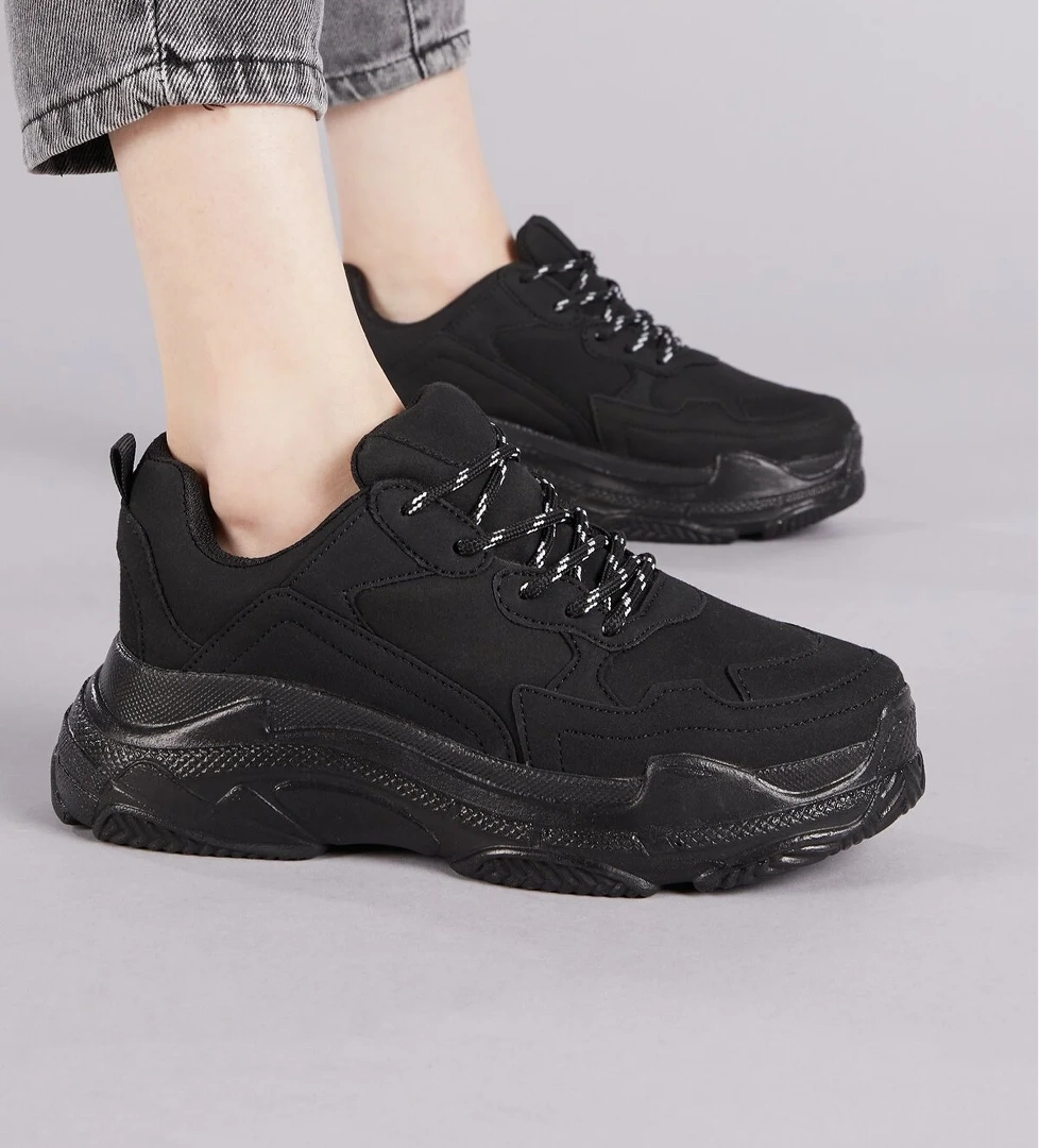 Kadın Siyah Süet Spor Ayakkabı Bls-Q