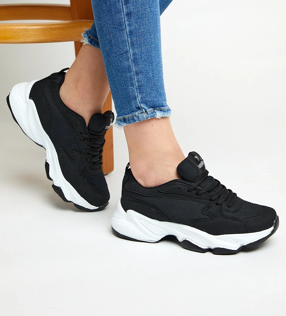 Unisex Siyah Beyaz Spor Ayakkabı Zyp