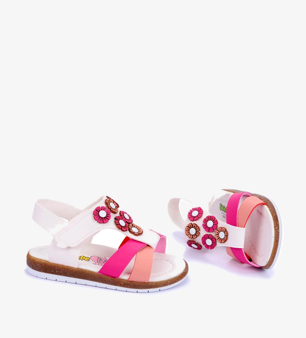 Kiko Şb 2680-86 Orto pedik Kız Çocuk Bebe Sandalet Terlik Beyaz Fuşya