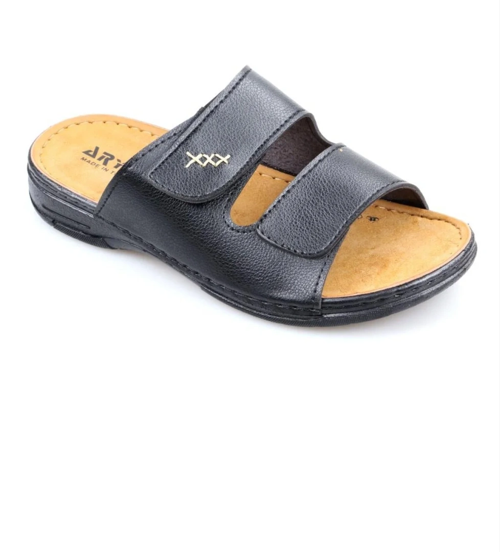 005-02 Ortapedik Siyah Erkek Günlük Terlik - Görsel 1