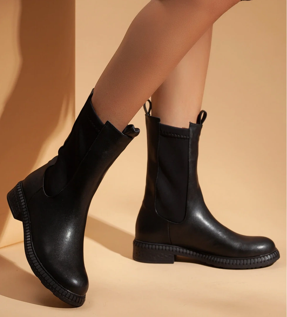 Daxtors D408 Kadın Topuklu Bot_Siyah