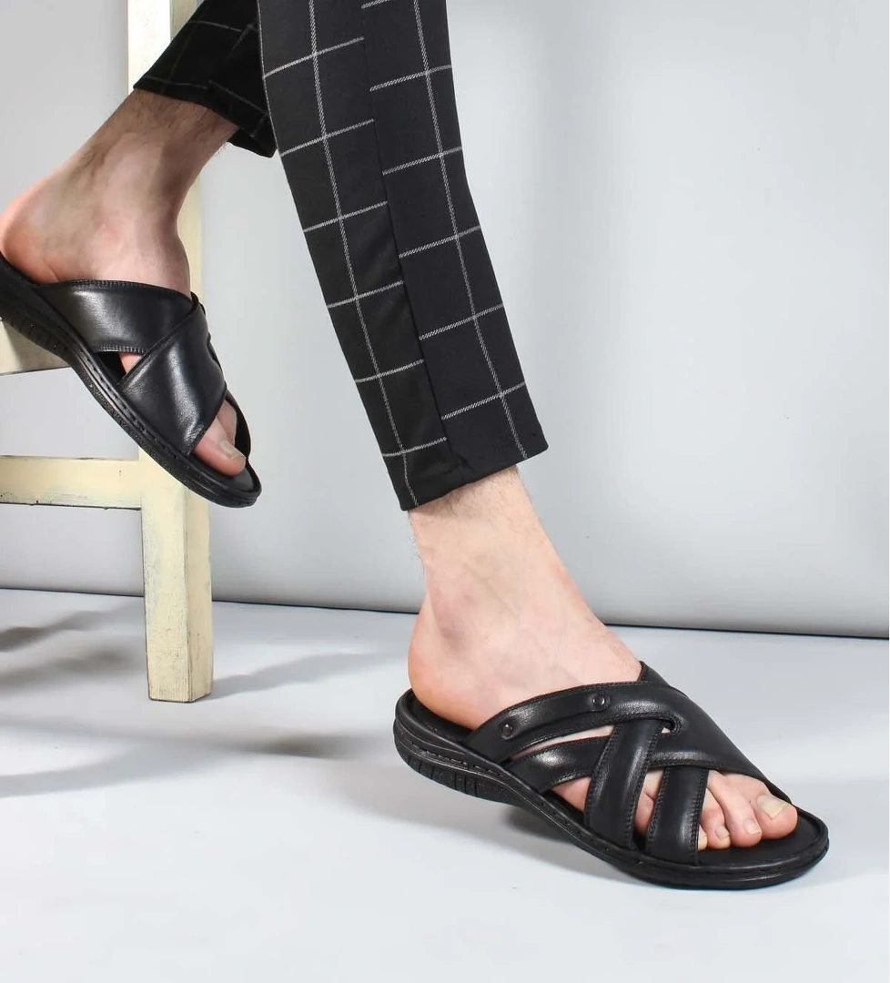 Fast Step Hakiki Deri Erkek Düz Terlik 952ma125 model görseli