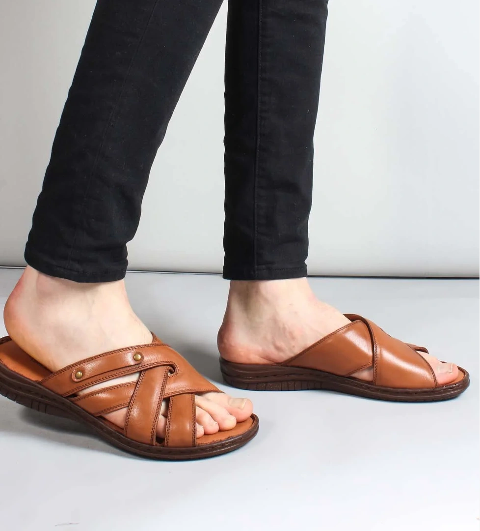 Hakiki Deri Erkek Düz Terlik 952MA125