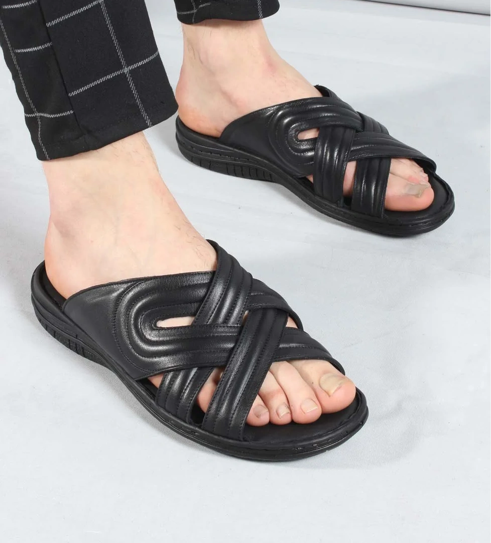 Hakiki Deri Erkek Düz Terlik 952MA141 - Görsel 1