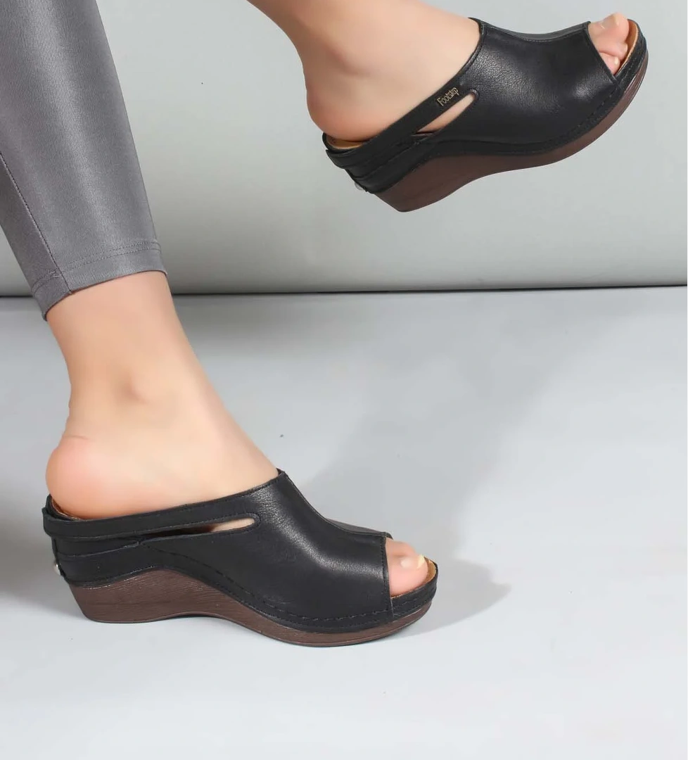 Hakiki Deri Kadın Dolgu Topuk Terlik 972ZA1001