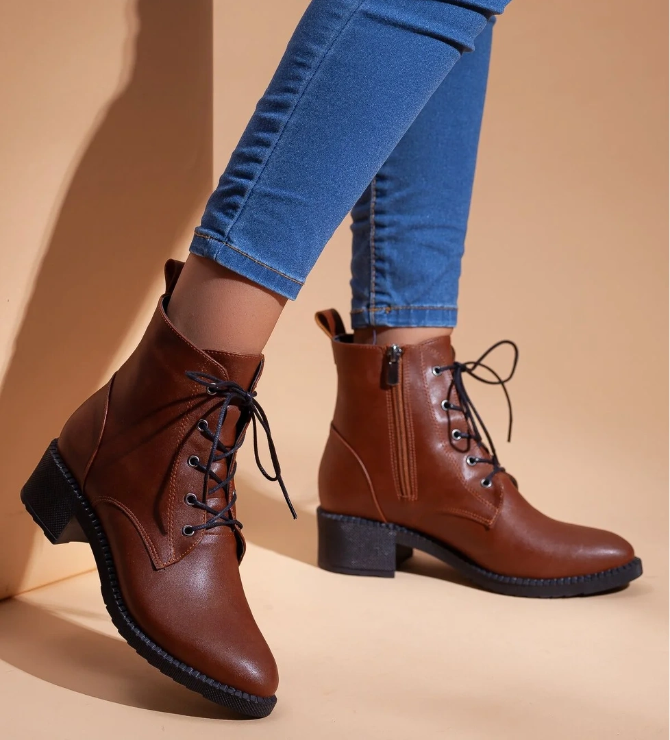 D502 Günlük Topuklu Kadın Bot_Taba