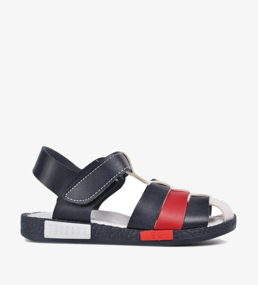 Şiringenç 210111 Lacivert-Beyaz-Kırmızı Comfort Erkek Çocuk Sandalet - Görsel 1