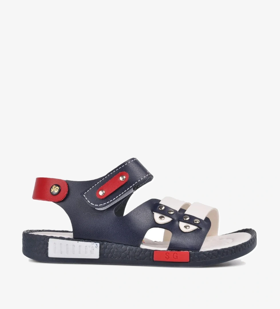 Şiringenç 210107 Lacivert-Beyaz-Kırmızı Comfort Erkek Çocuk Sandalet - Görsel 1