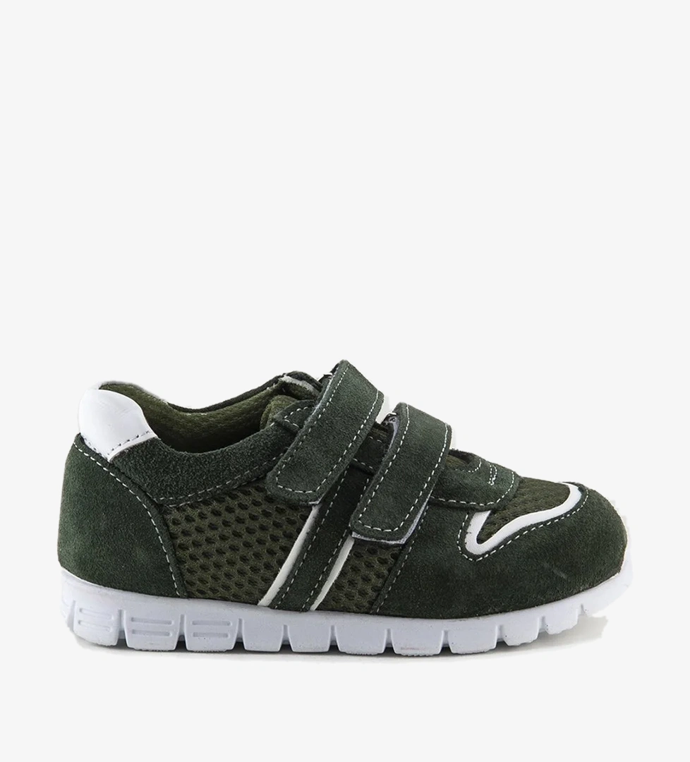 Unisex Çocuk Haki Deri Ortopedik Destekli İlk Adım Ayakkabı