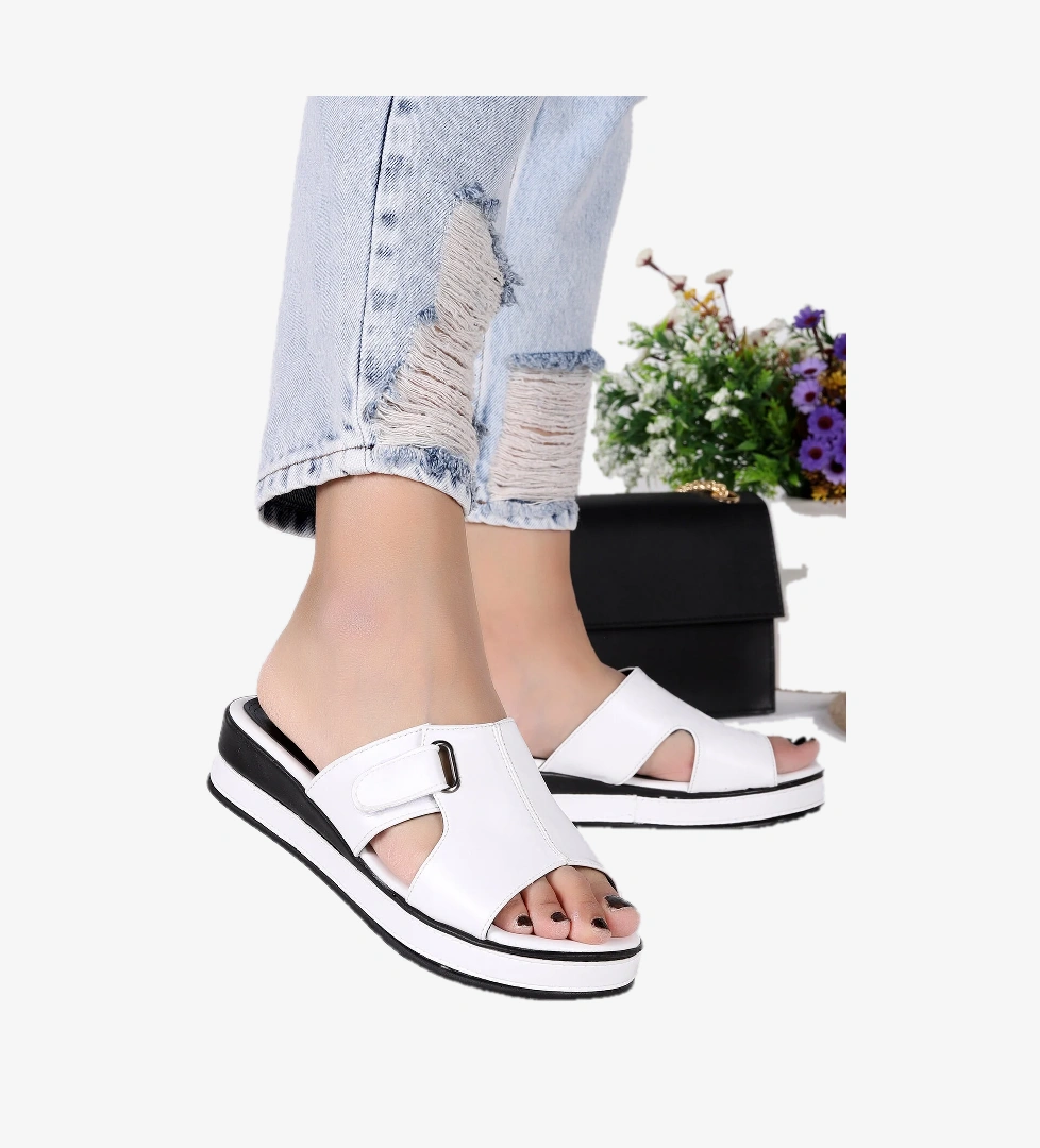 Cırtlı Günlük Kadın Terlik Plt 164 Beyaz - Görsel 1