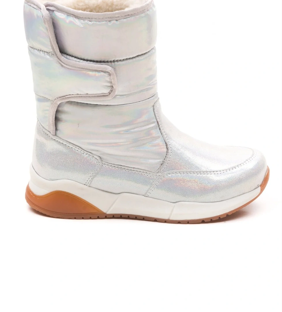 Kız Çocuk Gümüş Deri Ortopedik Destekli Çocuk Bot