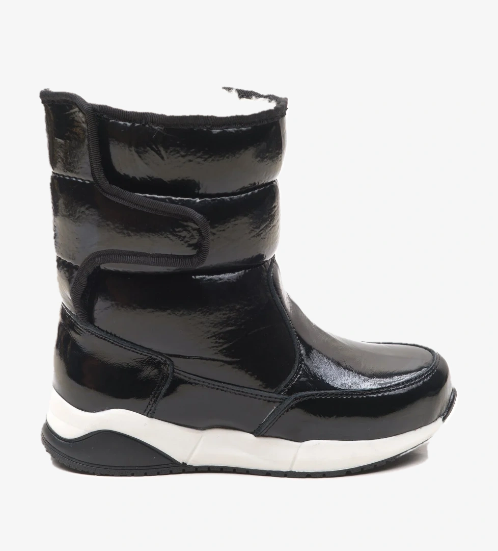 Kız Çocuk Rugan Siyah Deri Ortopedik Destekli Çocuk Bot