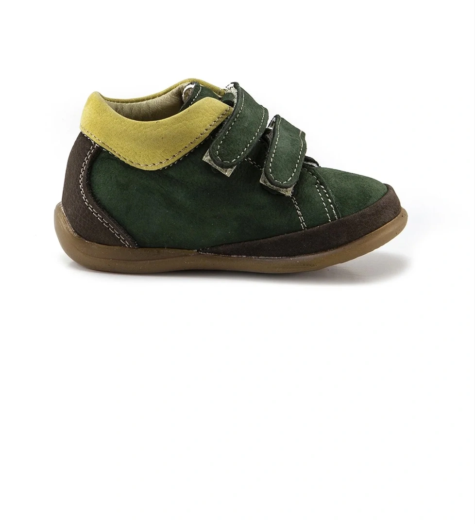 Unisex Çocuk Haki Deri Ortopedik Destekli İlk Adım Bot