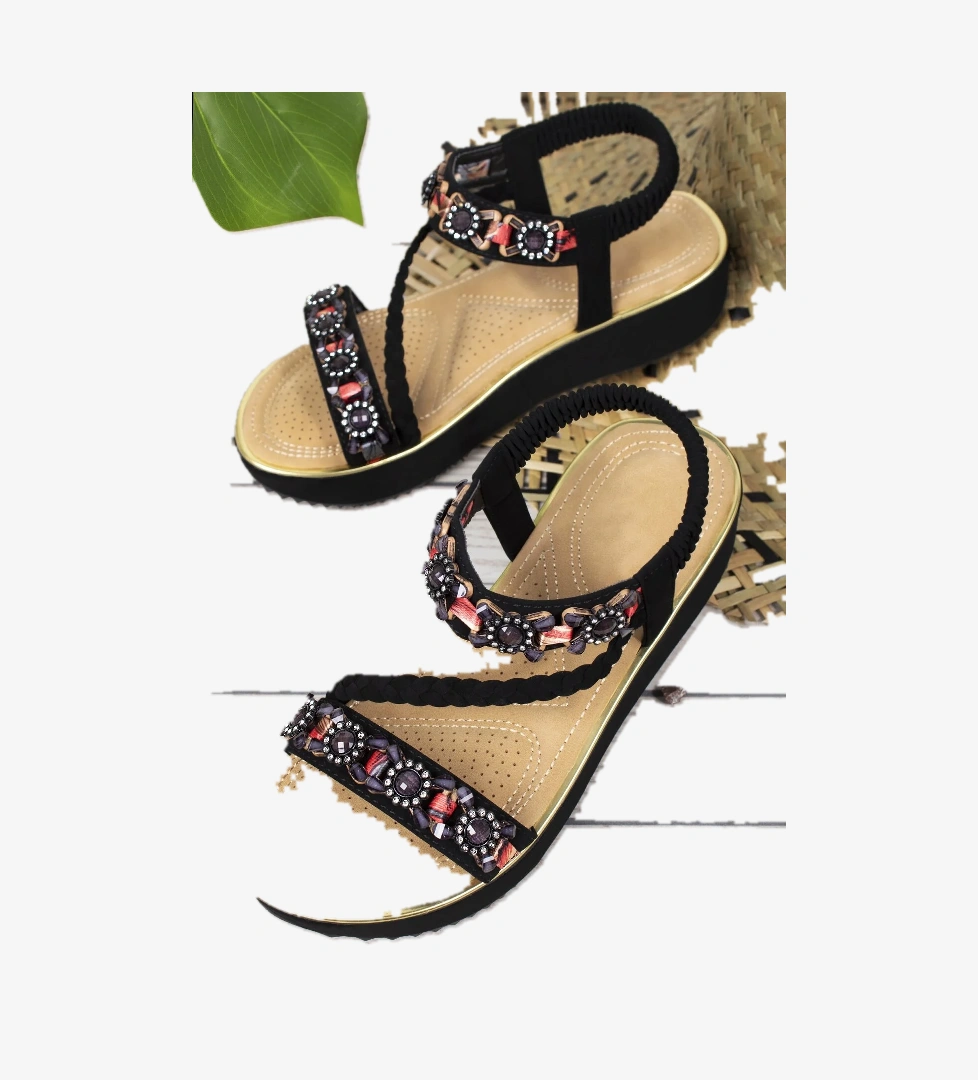 Ibiza Anatomik Guja Fashion Taşlı Günlük Kadın Sandalet - Görsel 1