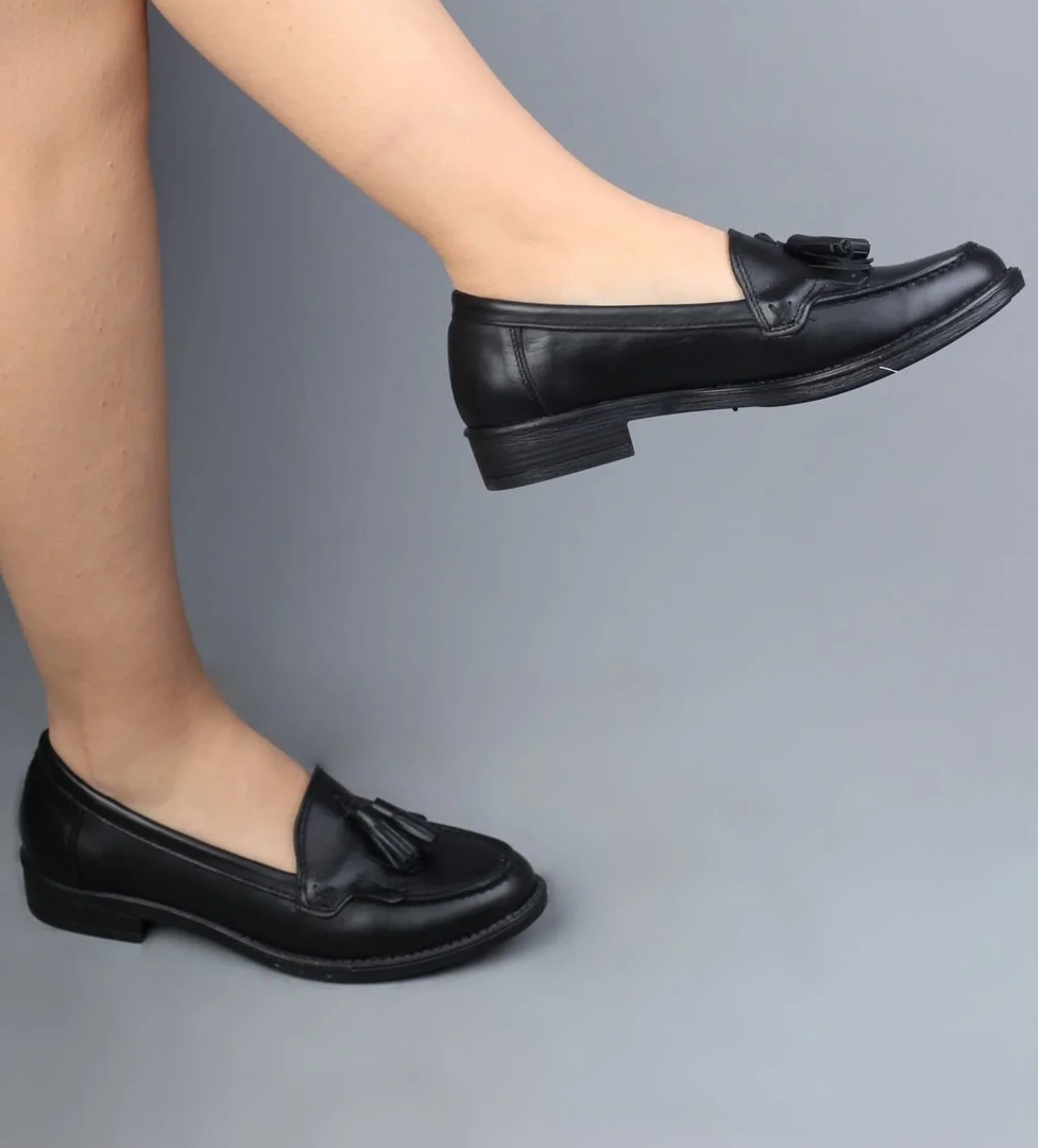 Modabuymuş Siyah Hakiki Deri Corcik Kadın Ayakkabı - Kolok model görseli