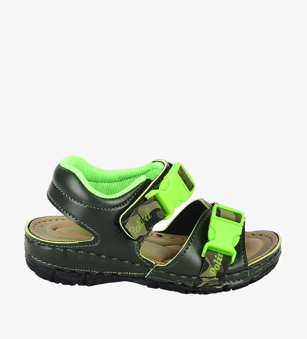 5505 Haki Cırtlı Yazlık Erkek Çocuk Sandalet Ayakkabı - Görsel 1