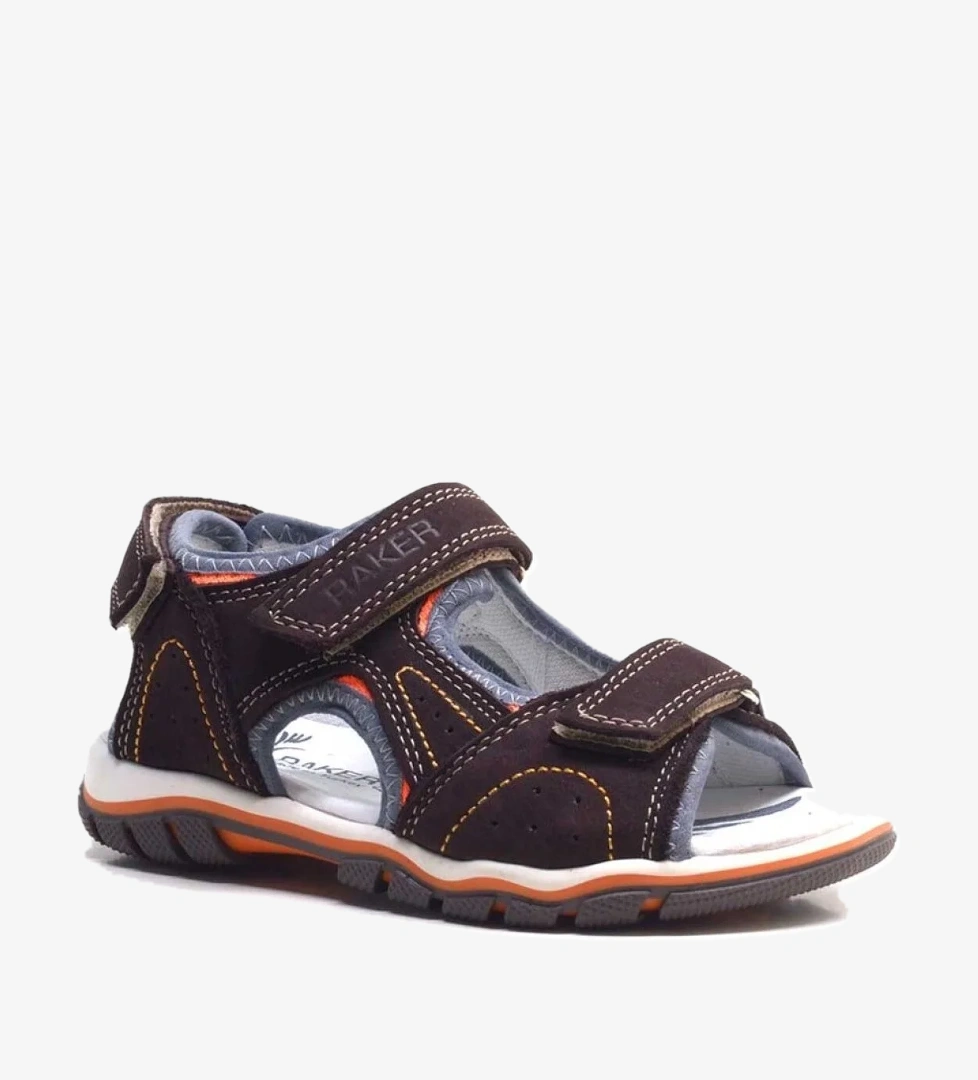 Hakiki Deri Kahverengi Cırtlı Erkek Çocuk Sandalet - Görsel 1