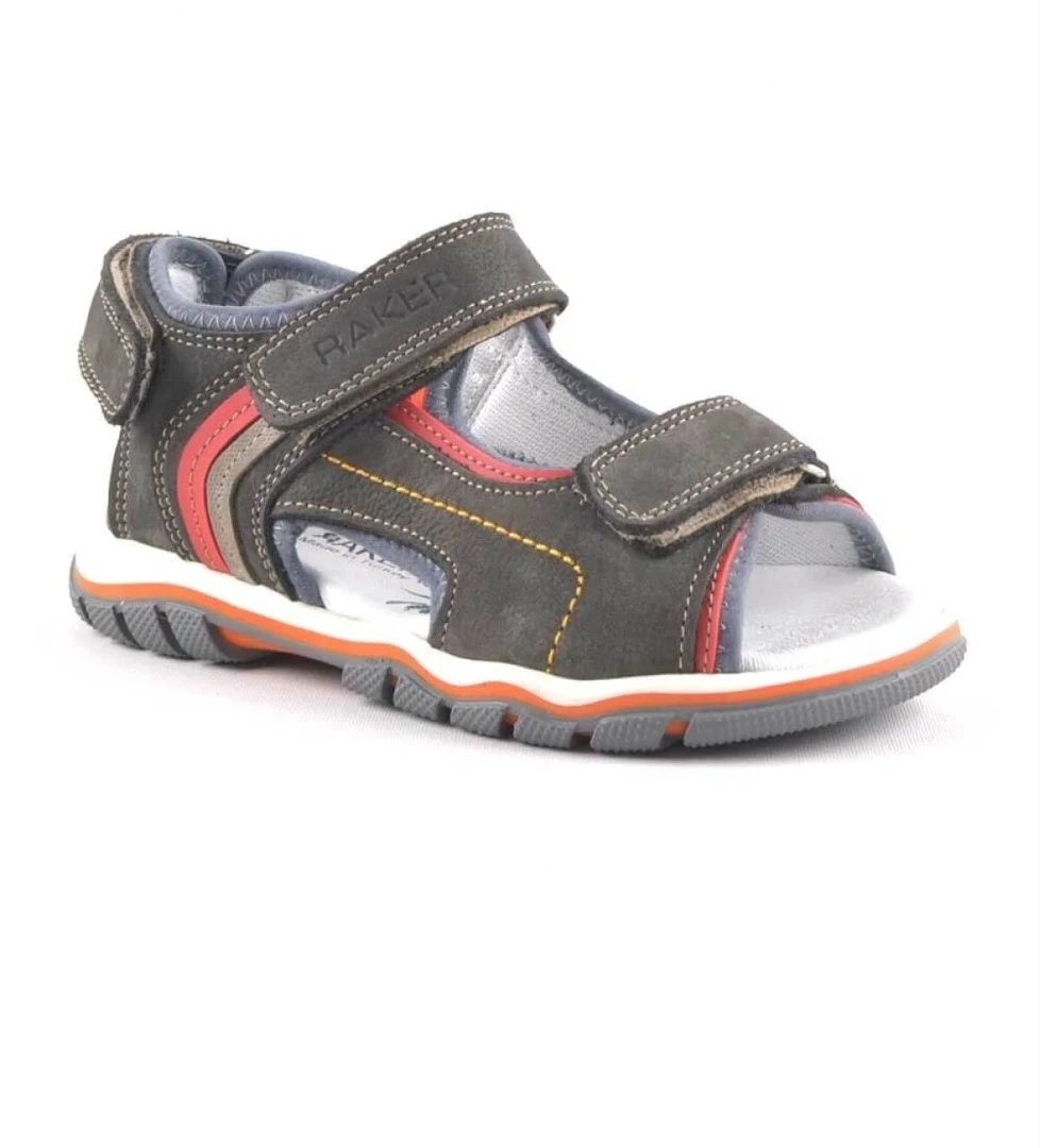 Rakerplus Hakiki Deri Gri Cırt Cırtlı Erkek Çocuk Sandalet model görseli