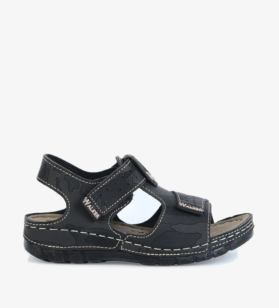 760-5 Siyah Cırtlı Erkek Çocuk Sandalet - Görsel 1