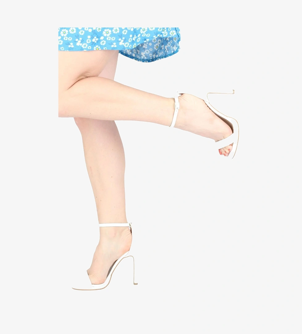 Beyaz Platform Topuklu Tek Bantlı Ayakkabı - Pirlx - Görsel 1