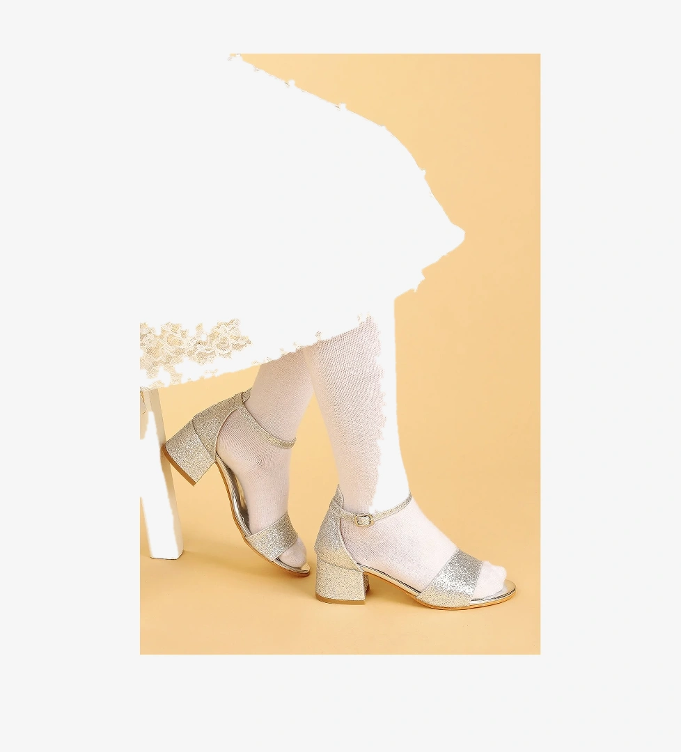 Alexa Günlük Kız Çocuk 4 Cm Topuklu Sandalet Abiye Ayakkabı Gümüş - Görsel 1