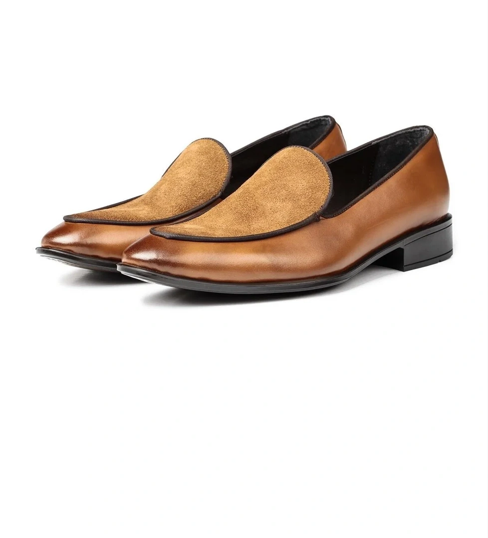 Elegant Hakiki Deri Erkek Klasik Ayakkabı, Loafer Klasik Ayakkabı, Makosen Ayakkabı - Görsel 1
