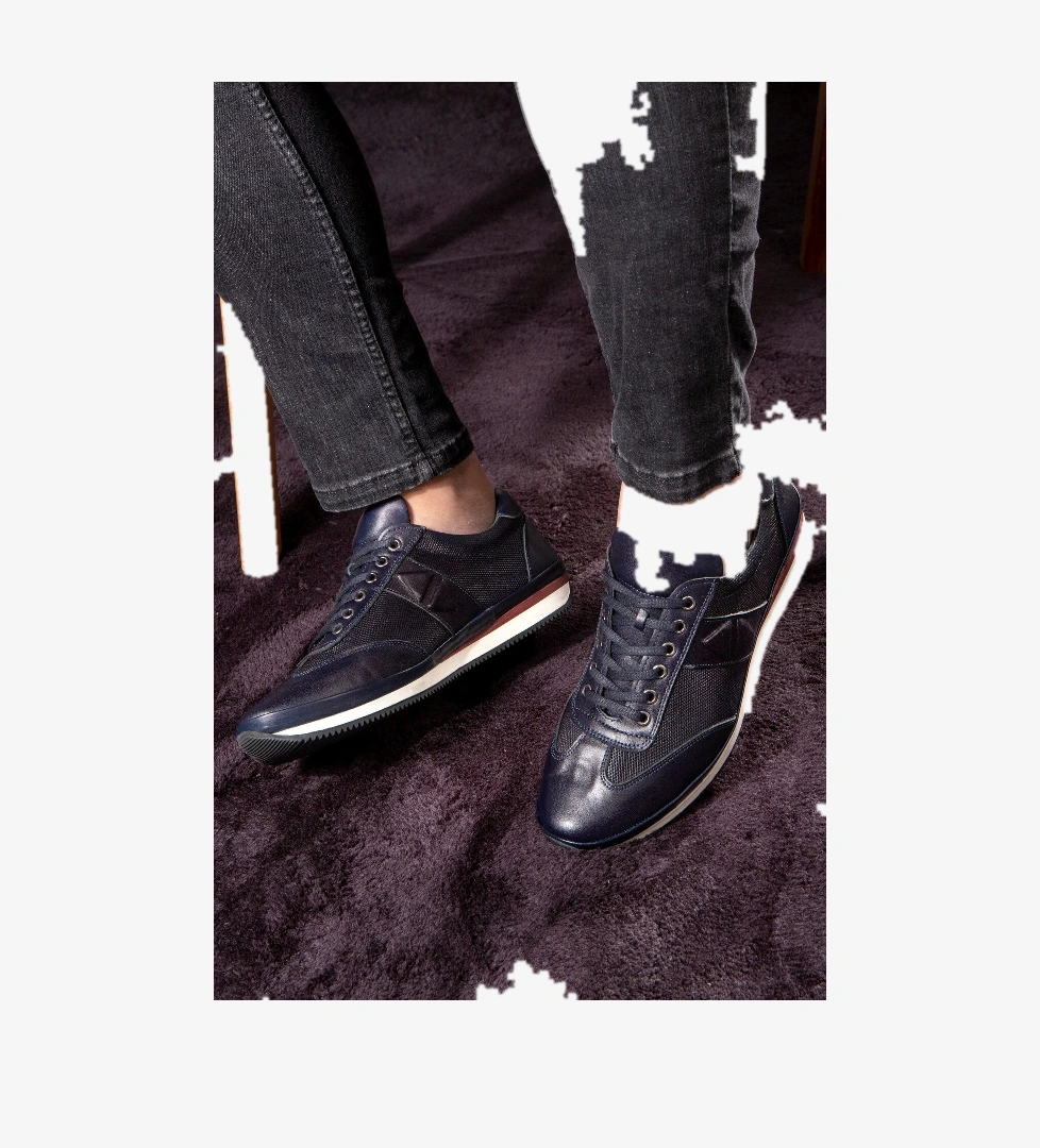 Stripe Hakiki Deri Erkek Günlük Ayakkabı, Casual Ayakkabı, %100 Deri Ayakkabı