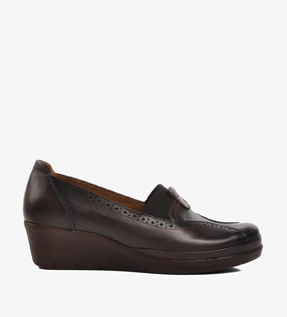 888 Kahve Kadın Hakiki Deri Günlük Ayakkabı - Görsel 1