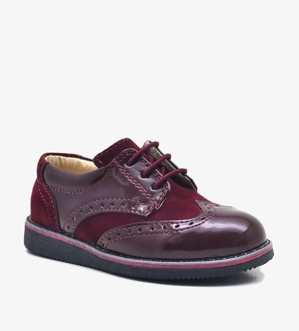 Hidra Bordo Rugan Bağcıklı Klasik Erkek Bebek Ayakkabı - Görsel 1