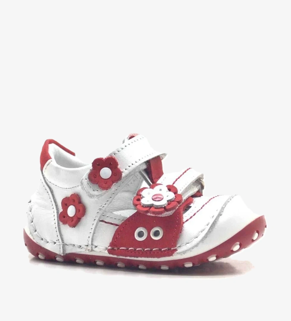 Nino Hakiki Deri Kırmızı Cırtlı Yazlık İlk Adım Ayakkabı model görseli