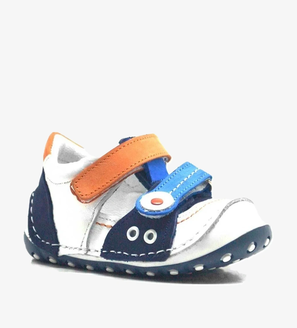 Nino Hakiki Deri Turuncu Mavi Cırtlı Yazlık İlk Adım Ayakkabı model görseli