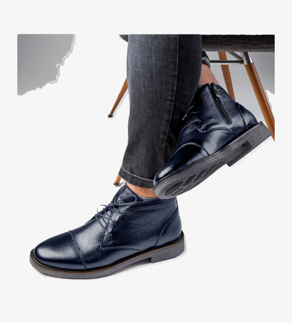 Birmingham Hakiki Deri Bağcıklı Fermuarlı Kaydırmaz Taban Günlük Bot