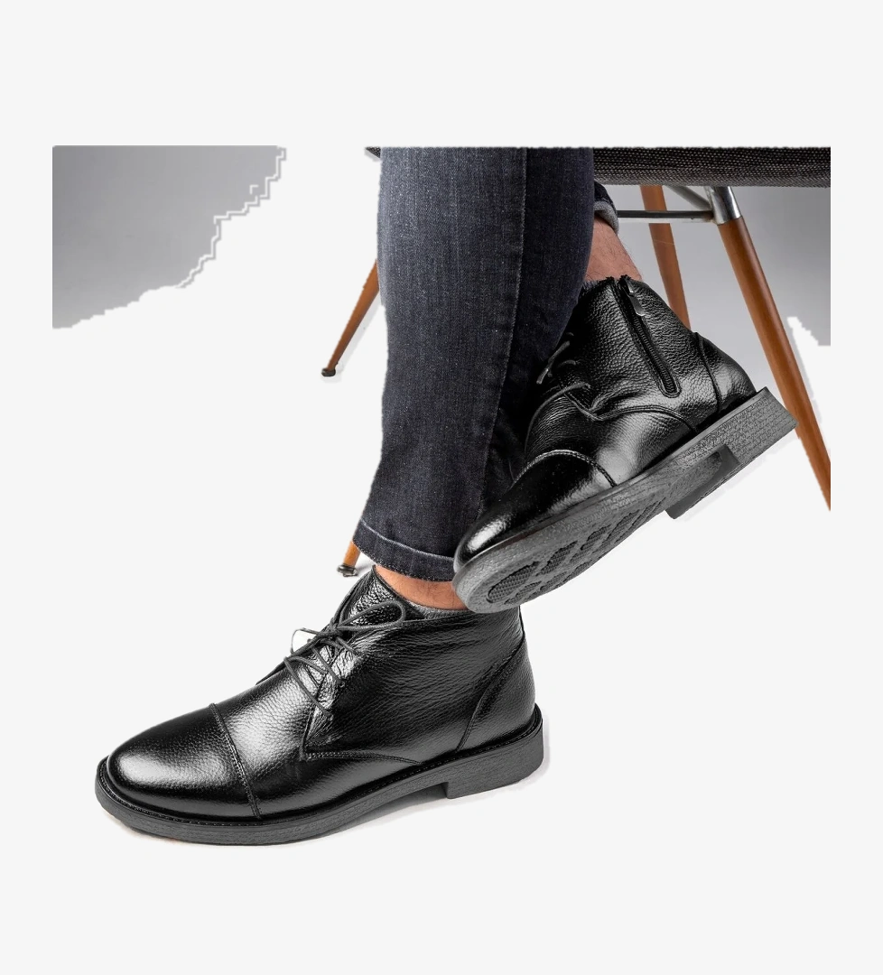 Ducavelli Birmingham Hakiki Deri Bağcıklı Fermuarlı Kaydırmaz Taban Günlük Bot