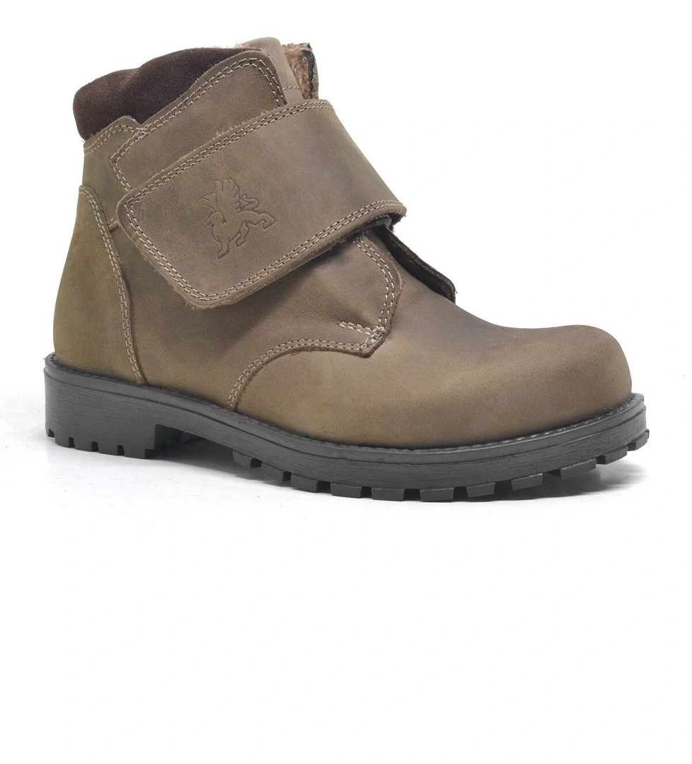 Rakerplus Hakiki Deri Kum Rengi Kürklü Cırtlı Erkek Çocuk Bot model görseli