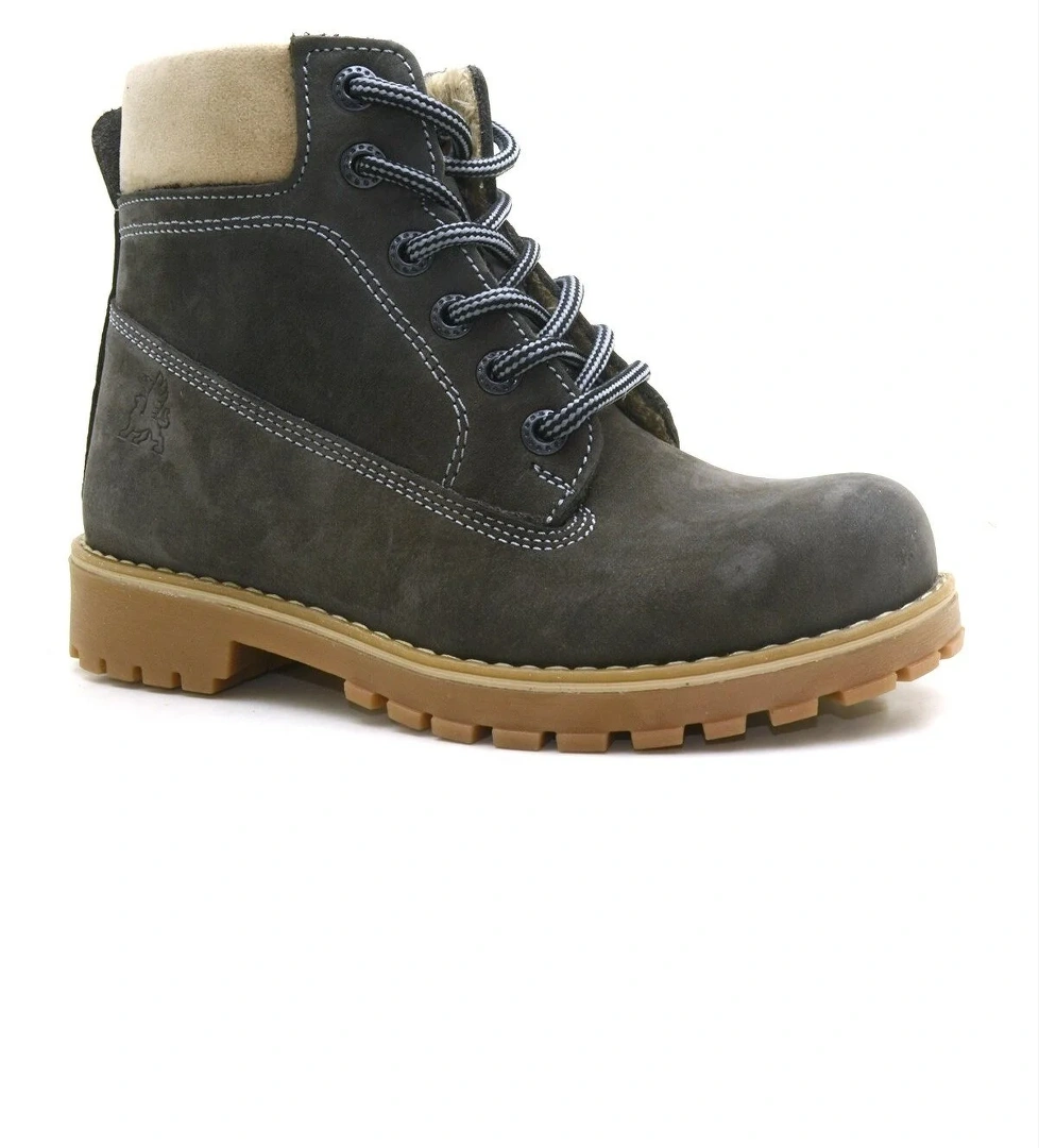 Rakerplus Neson Hakiki Deri Rahat Gri Fermuarlı Unisex Çocuk Bot model görseli