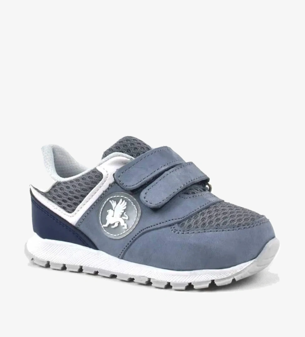 Hakiki Deri Gri Cırtlı Erkek Bebek Spor Ayakkabı - Görsel 1