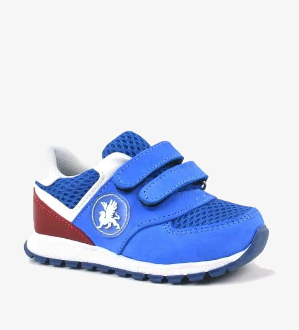 Hakiki Deri Mavi Cırtlı Erkek Bebek Spor Ayakkabı - Görsel 1