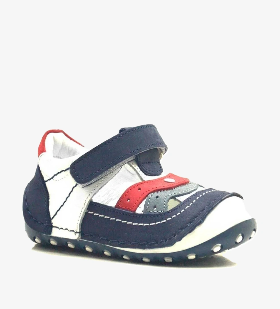 Nino Hakiki Deri Lacivert Cırtlı Erkek Bebek İlk Adım Ayakkabı model görseli