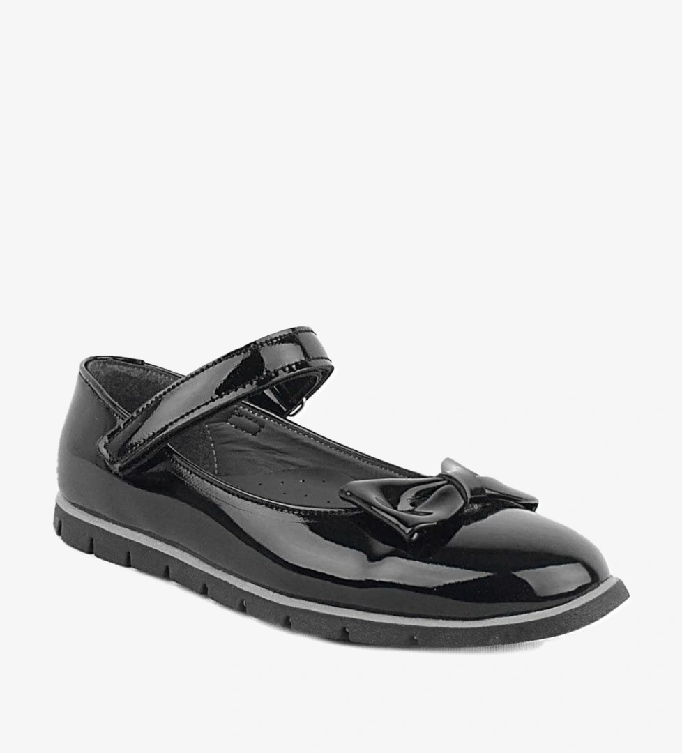 Rakerplus Siyah Rugan Fiyonklu Cırtlı Kız Çocuk Babet model görseli