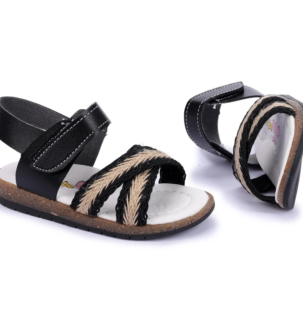 Kiko Şb 2687-91 Orto pedik Kız Çocuk Bebe Sandalet Terlik Siyah - Görsel 1
